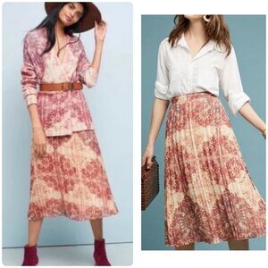 Akemi + Kin Anthropologie Laurel Canyon Pleated Midi Boho Skirt Size XS